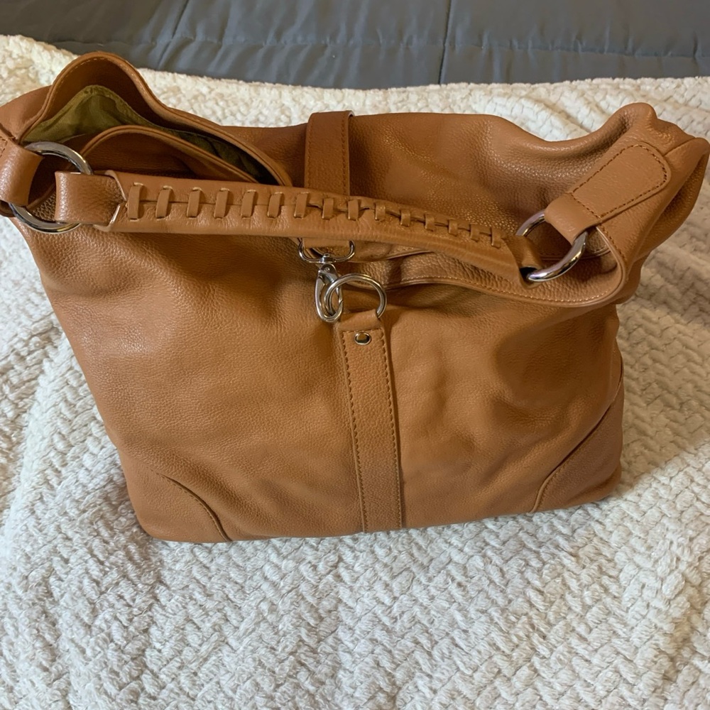 Bloomingdale's Tan Leather Shoulder Bag
